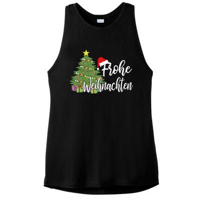 Frohe Weihnachten German Merry Christmas Holidays Germany Ladies PosiCharge Tri-Blend Wicking Tank