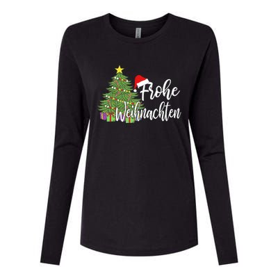 Frohe Weihnachten German Merry Christmas Holidays Germany Womens Cotton Relaxed Long Sleeve T-Shirt