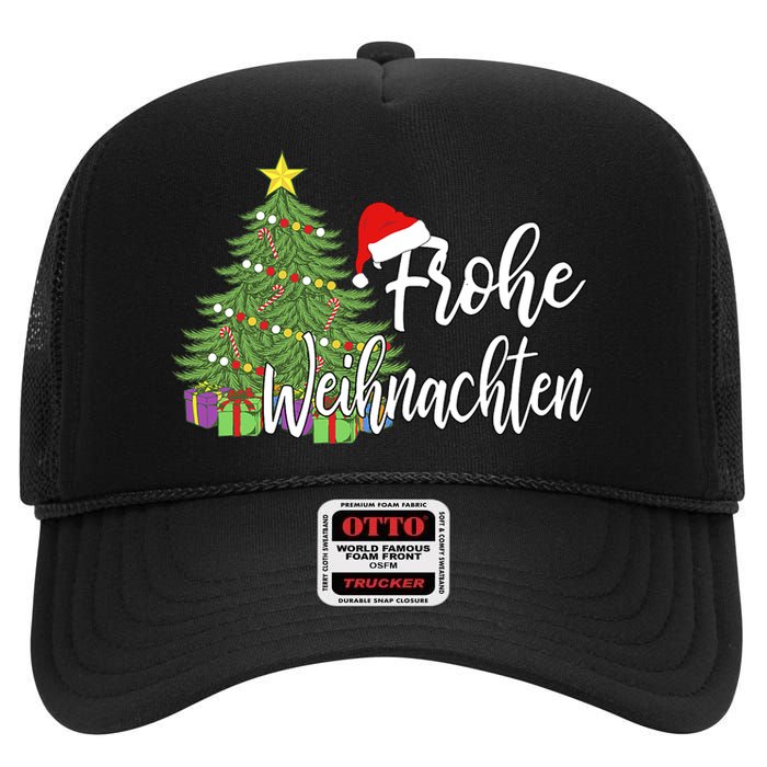 Frohe Weihnachten German Merry Christmas Holidays Germany High Crown Mesh Back Trucker Hat