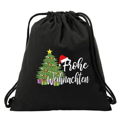 Frohe Weihnachten German Merry Christmas Holidays Germany Drawstring Bag