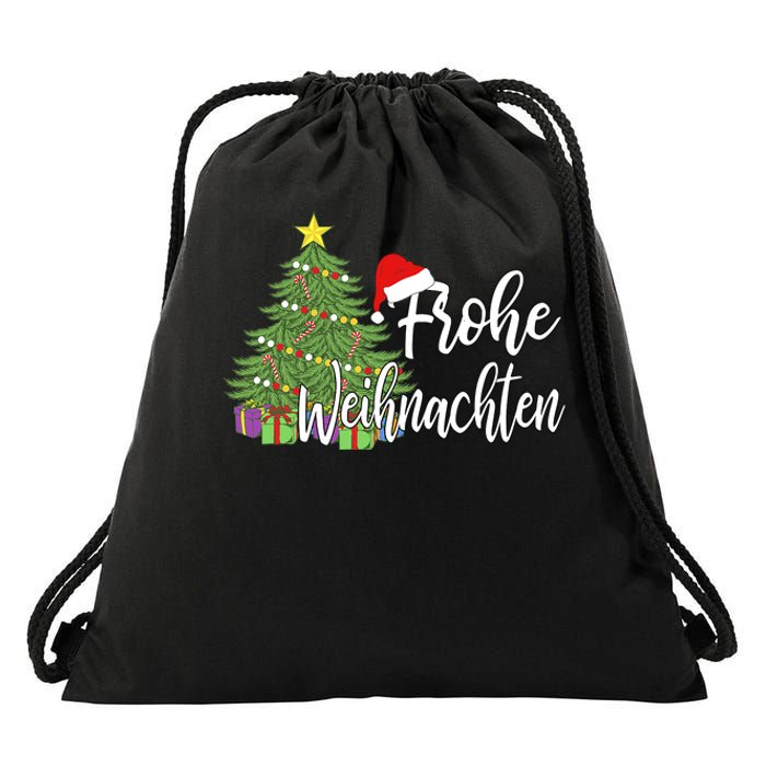 Frohe Weihnachten German Merry Christmas Holidays Germany Drawstring Bag