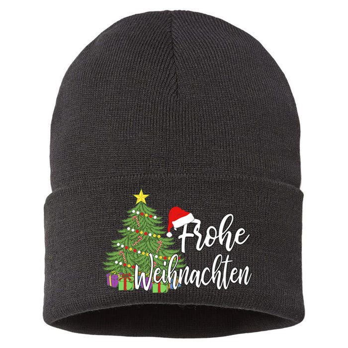 Frohe Weihnachten German Merry Christmas Holidays Germany Sustainable Knit Beanie