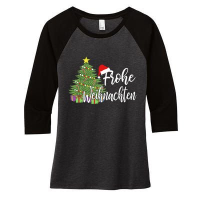 Frohe Weihnachten German Merry Christmas Holidays Germany Women's Tri-Blend 3/4-Sleeve Raglan Shirt