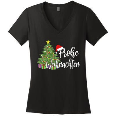 Frohe Weihnachten German Merry Christmas Holidays Germany Women's V-Neck T-Shirt