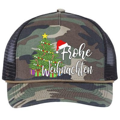 Frohe Weihnachten German Merry Christmas Holidays Germany Retro Rope Trucker Hat Cap