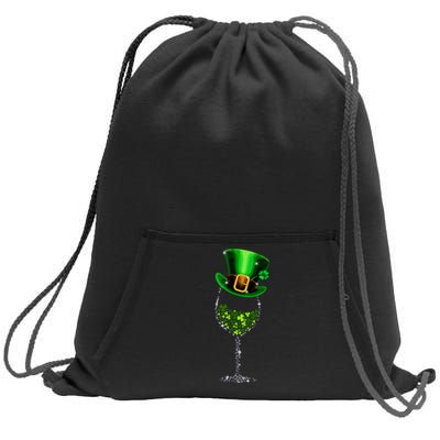 Funny Wine Glass Shamrock Irish Wine Lover St Patricks Day Sweatshirt Cinch Pack Bag