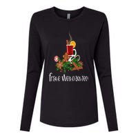 Frohe Weihnachten German Merry Christmas Gluhwein Womens Cotton Relaxed Long Sleeve T-Shirt