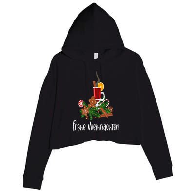 Frohe Weihnachten German Merry Christmas Gluhwein Crop Fleece Hoodie