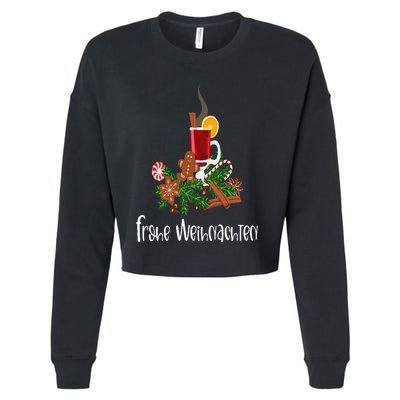 Frohe Weihnachten German Merry Christmas Gluhwein Cropped Pullover Crew