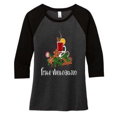 Frohe Weihnachten German Merry Christmas Gluhwein Women's Tri-Blend 3/4-Sleeve Raglan Shirt