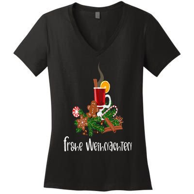 Frohe Weihnachten German Merry Christmas Gluhwein Women's V-Neck T-Shirt