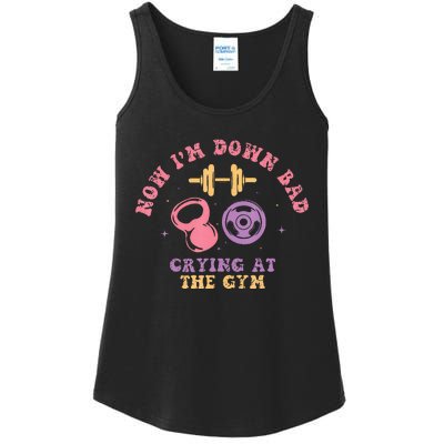 Funny Workout Gym Down Bad Crying At The Gym Ladies Essential Tank