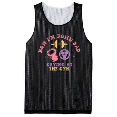 Funny Workout Gym Down Bad Crying At The Gym Mesh Reversible Basketball Jersey Tank