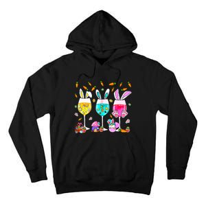 Funny Wine Glasses Bunny With Egg Basket Spring Easter Women Tall Hoodie