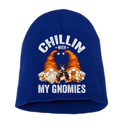 Funny Whiskey Gnome For Whisky Lover Chillin With My Gnomies Gift Short Acrylic Beanie