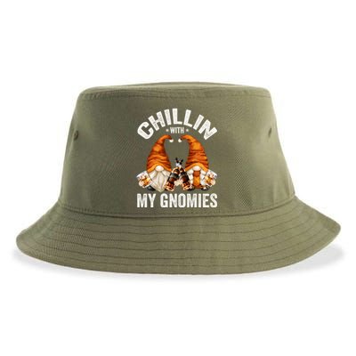 Funny Whiskey Gnome For Whisky Lover Chillin With My Gnomies Gift Sustainable Bucket Hat