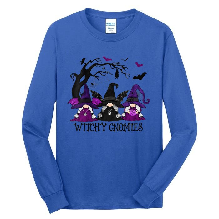 Funny Witchy Gnomies Funny Gnome Halloween Matching Costume Tall Long Sleeve T-Shirt