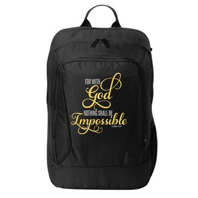 For With God Nothing Shall Be Impossible Luke 137 Christian City Backpack