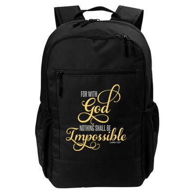 For With God Nothing Shall Be Impossible Luke 137 Christian Backpack
