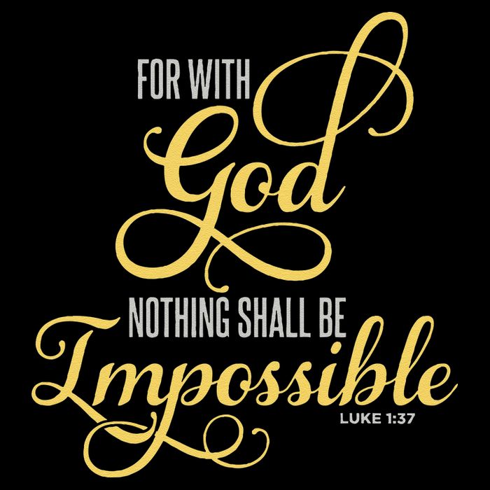 For With God Nothing Shall Be Impossible Luke 137 Christian 7-Panel Snapback Hat