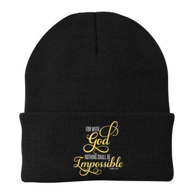 For With God Nothing Shall Be Impossible Luke 137 Christian Beanie
