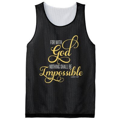 For With God Nothing Shall Be Impossible Luke 137 Christian Mesh Reversible Basketball Jersey Tank