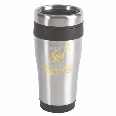 For With God Nothing Shall Be Impossible Luke 137 Christian 16oz Travel Tumbler