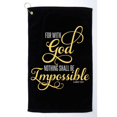 For With God Nothing Shall Be Impossible Luke 137 Christian Golf Towel