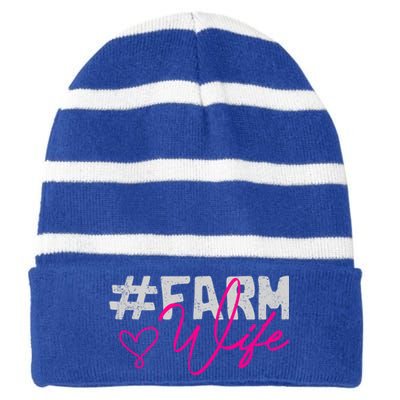 Farmers Wife Gift Farming Farmer Gift Striped Beanie with Solid Band