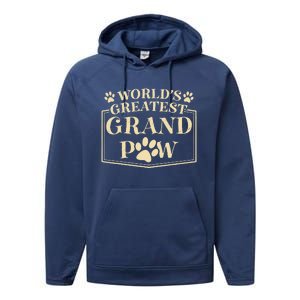 Funny Worlds Greatest Grandpaw Dog Grandpa Fathers Day Grandkids Performance Fleece Hoodie