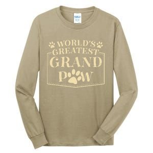 Funny Worlds Greatest Grandpaw Dog Grandpa Fathers Day Grandkids Tall Long Sleeve T-Shirt