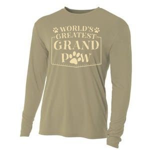 Funny Worlds Greatest Grandpaw Dog Grandpa Fathers Day Grandkids Cooling Performance Long Sleeve Crew