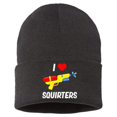 Funny Water Gun I Heart Squirters Funny I Love Squirters Sustainable Knit Beanie