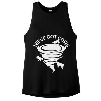 Funny We've Got Cows Tornado Storm Chaser Ladies PosiCharge Tri-Blend Wicking Tank