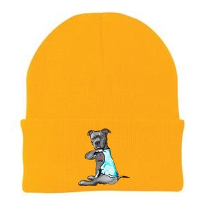 Funny Women Gifts Dog Pitbull I Love Dad Tattoo Gift Knit Cap Winter Beanie