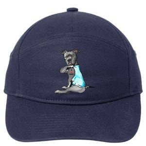 Funny Women Gifts Dog Pitbull I Love Dad Tattoo Gift 7-Panel Snapback Hat