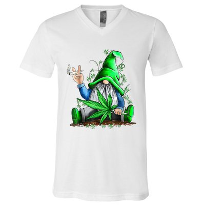 Funny Weed Gnome Cannabis Marijuana V-Neck T-Shirt