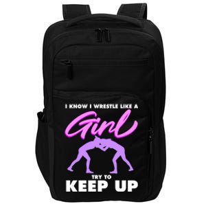 Funny Wrestler Gift Cool Female Wrestling Lover Athlete Gift Impact Tech Backpack