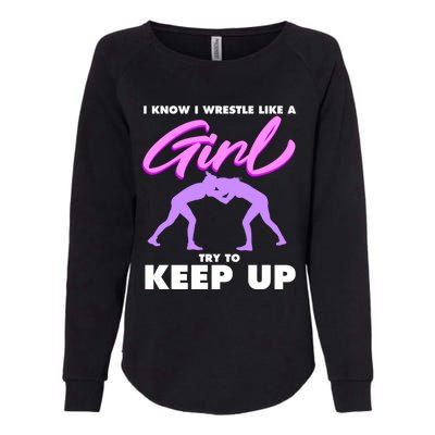 Funny Wrestler Gift Cool Female Wrestling Lover Athlete Gift Womens California Wash Sweatshirt