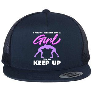 Funny Wrestler Gift Cool Female Wrestling Lover Athlete Gift Flat Bill Trucker Hat