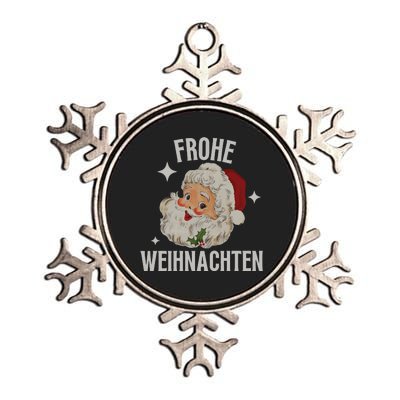 Frohe Weihnachten German Merry Christmas Metallic Star Ornament