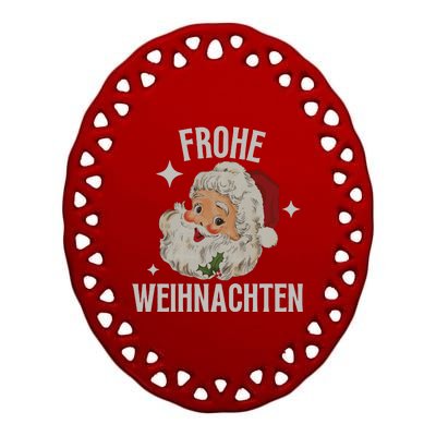 Frohe Weihnachten German Merry Christmas Ceramic Oval Ornament