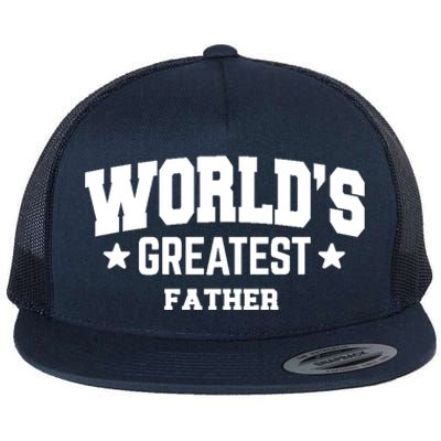 Father Worlds Greatest Black Cute Gift Flat Bill Trucker Hat