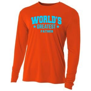 Father Worlds Greatest Blue Gift Cooling Performance Long Sleeve Crew