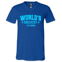 Father Worlds Greatest Blue Gift V-Neck T-Shirt