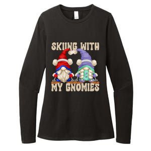 Funny Winter Gnome Ski Mom And Dad Skiing With My Gnomies Cute Gift Womens CVC Long Sleeve Shirt