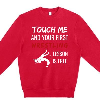 Funny Wrestling Gift Wrestling Coach Sports Great Gift Cute Gift Premium Crewneck Sweatshirt