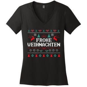 Frohe Weihnachten German Merry Christmas Holidays Germany Women's V-Neck T-Shirt