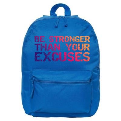 Funny Workout Gift Distressed Be Stronger Than Your Excuses Gift 16 in Basic Backpack