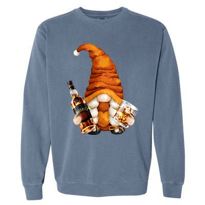 Funny Whisky Gnome For Who Loves Ing Whiskey Gift Garment-Dyed Sweatshirt